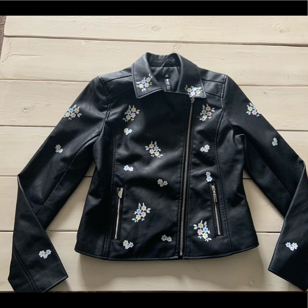 Design Lab Floral Faux Leather Jacket - Picture 2 of 3